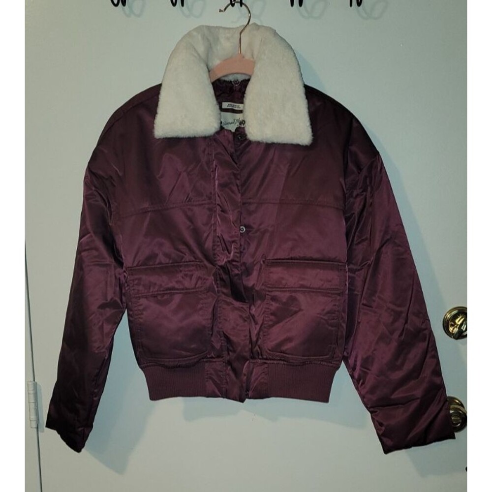 Universal Thread Womens S Water Resistant Sateen Shiny Bomber Jacket Collared